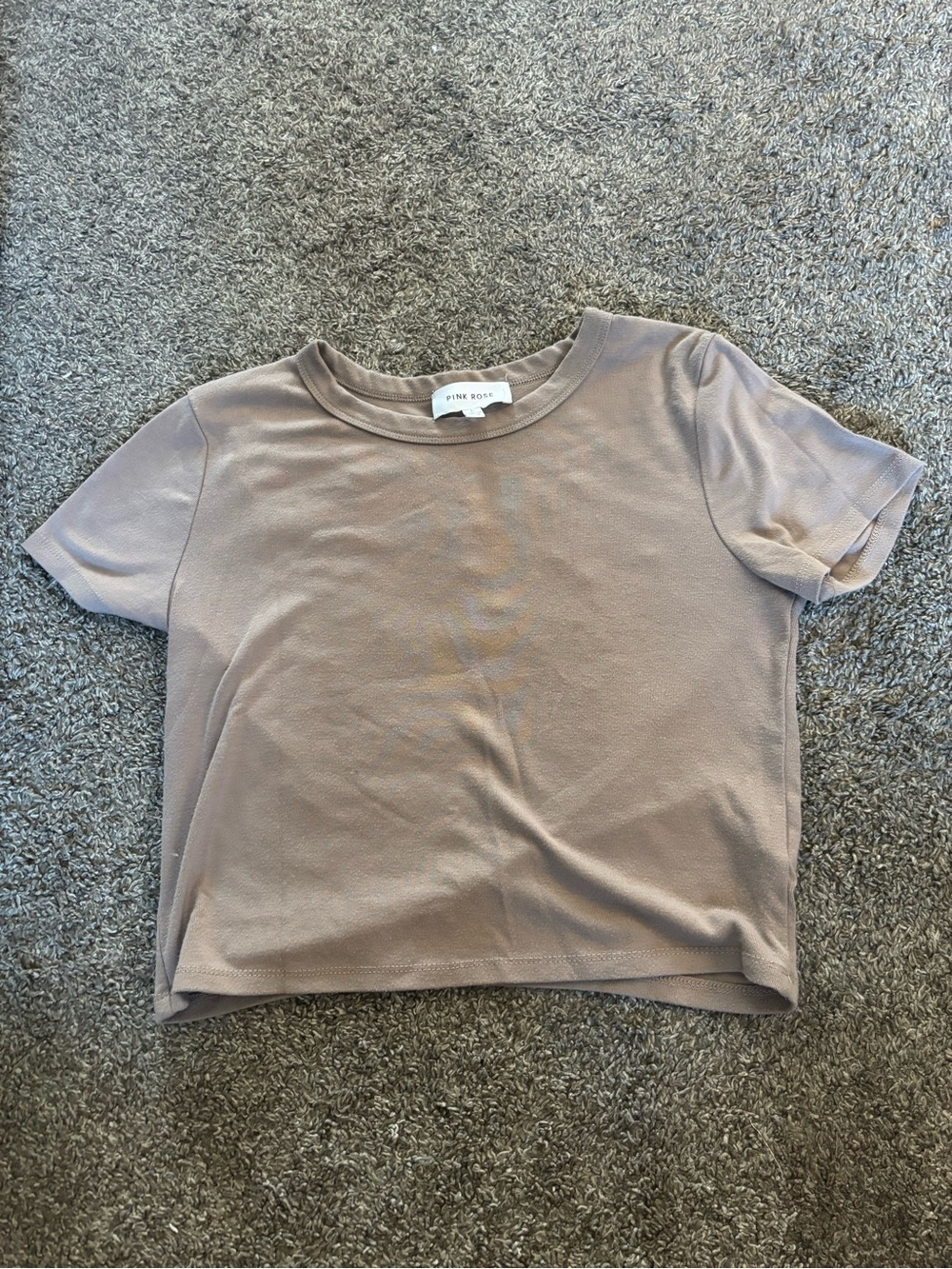 Pink Rose Short Sleeve Crew Tee in Taupe